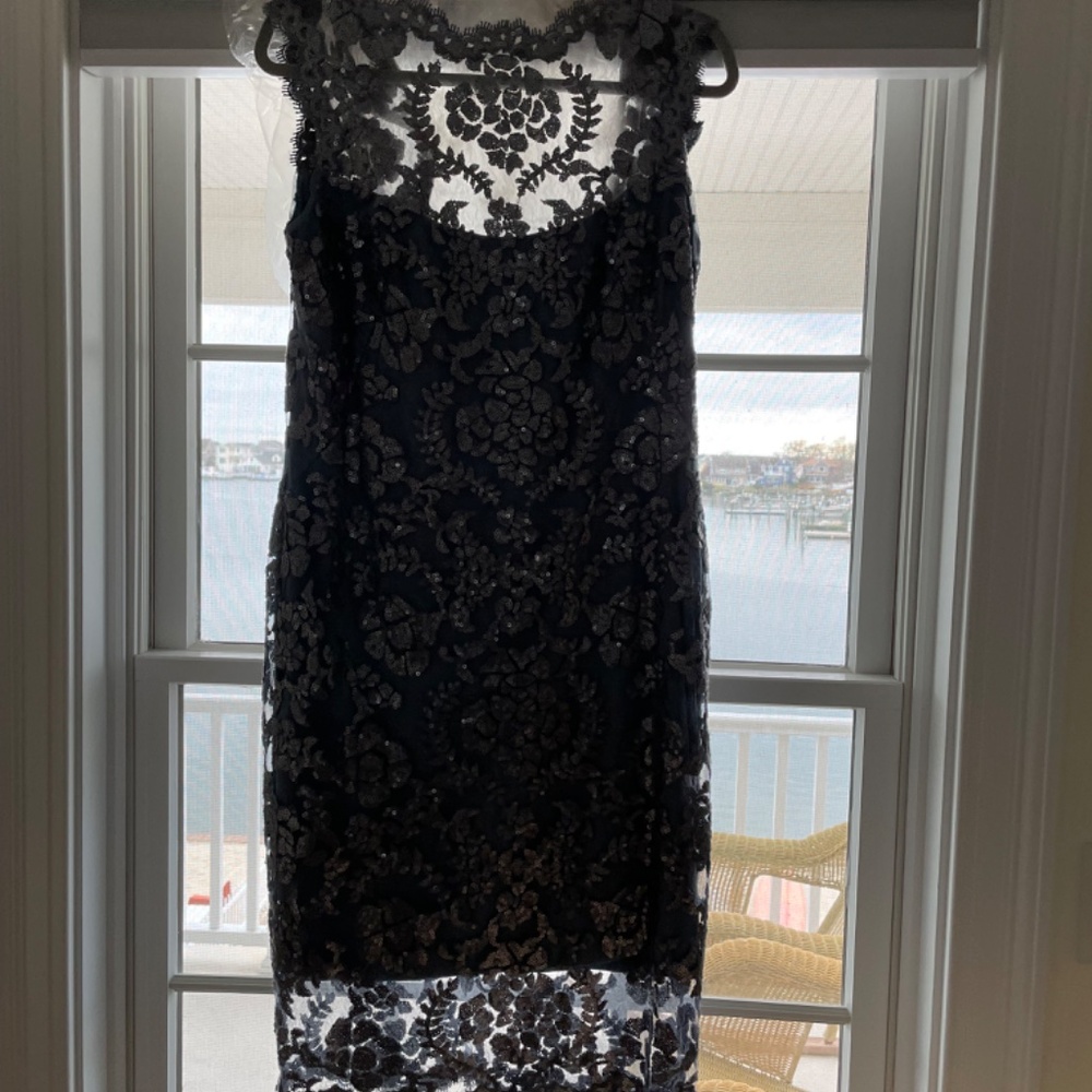 COCKTAIL DRESS. TADASHI SHOJI  Blue/Gray Size 12 - Picture 3 of 4